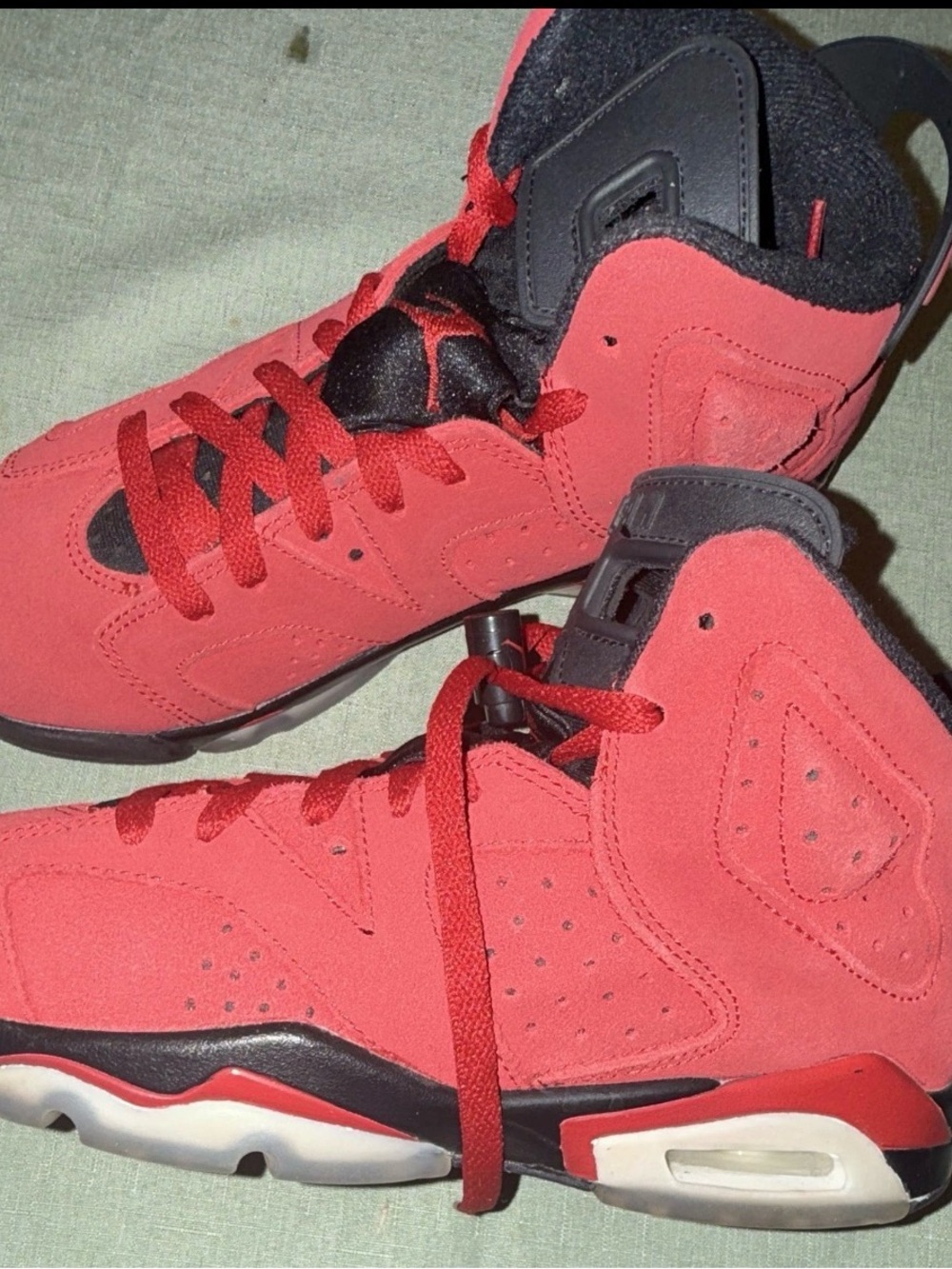 Jordan Air Jordan 6 Red/Black Suede High Top Sneakers 5Y 384665-600